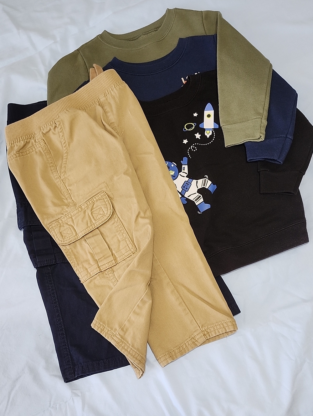 Kids Tan and Navy Cargo Pants And Sweaters - 2T